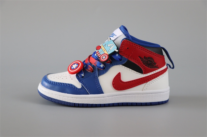 Youth Running Weapon Air Jordan 1 White/Royal/Red Shoes 0163